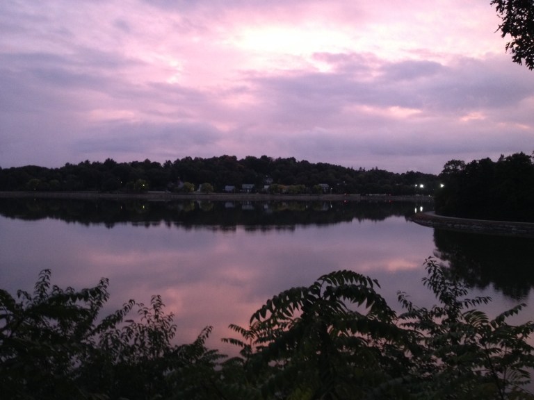 the reservoir right after sunset
