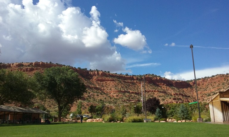 view from my city park of the cliffs that surround the town